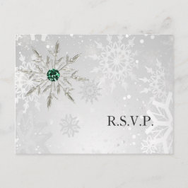 Postal De Invitación Boda de Invierno de Esmeralda Plata Snowflakes Rsv