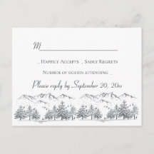 Boda de invierno RSVP Árboles de montaña Rústica p
