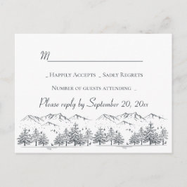 Postal De Invitación Boda de invierno RSVP Árboles de montaña Rústica p