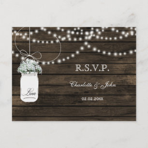 Postal De Invitación Boda de jares de albañil de aliento de bebé Barnwo