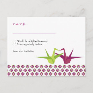 Postal De Invitación Boda de la grúa de papel original
