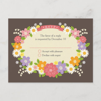 Postal De Invitación Boda de la guirnalda floral de Boho