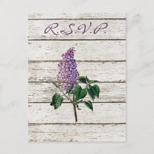 Postal De Invitación boda de lila púrpura de púrpura de madera de pino 