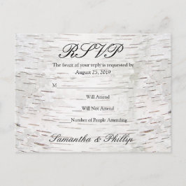 Postal De Invitación Boda de madera rústica corteza de abedul de papel