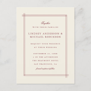 Postal De Invitación Boda de Marfil Sencillo y Elegante