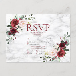 Postal De Invitación Boda de Mármol de Borgoña Geométrica de Cobre RSVP