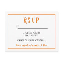 Boda de otoño naranja minimalista RSVP de otoño