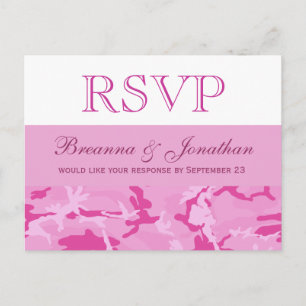 Postal De Invitación Boda de patrón de camo rosado RSVP V01