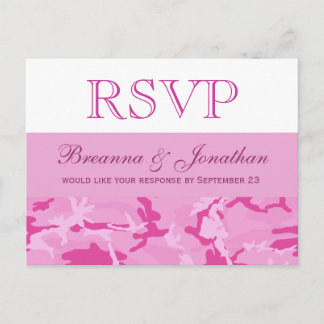 Postal De Invitación Boda de patrón de camo rosado RSVP V01