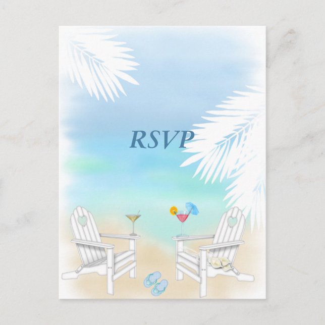 Postal De Invitación Boda de playa RSVP (Anverso)