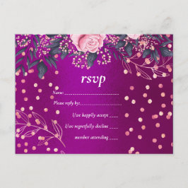 Postal De Invitación Boda de presupuesto Aspecto metálico Rosegold Flor