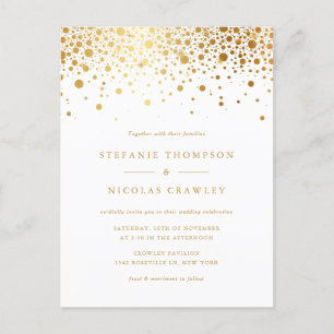 Postal De Invitación Boda de puntos de confetti de Relieve metalizado d