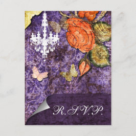 Postal De Invitación Boda de Rosa de Moda Rustica Purple Vintage