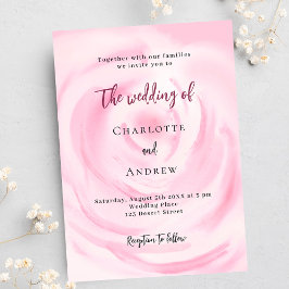 Postal De Invitación Boda de rosa floral rosa suave