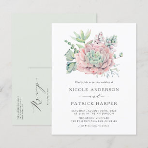 Postal De Invitación Boda de suculentos de paquetería
