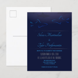 Postal De Invitación Boda de tiburones del océano azul