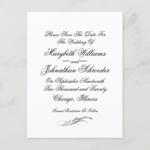 Postal De Invitación Boda De Toile Y Caligrafía Guardar La Postcarta De
