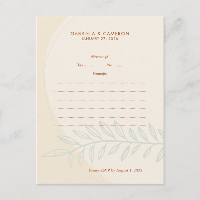 Postal De Invitación Boda de tono de otoño mínimo de Boho (Anverso)