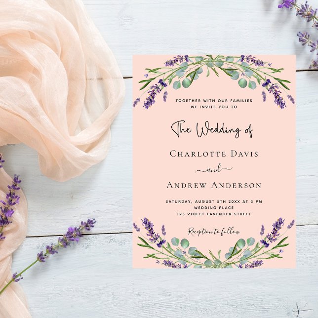 Postal De Invitación Boda de vegetación de flores de lavanda de pato (Subido por el creador)