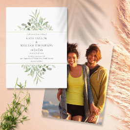 Postal De Invitación Boda de Verde Follaje de Eucalipto Botánico Foto