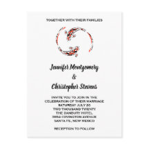 Boda del par de peces Koi japonés negro y rojo