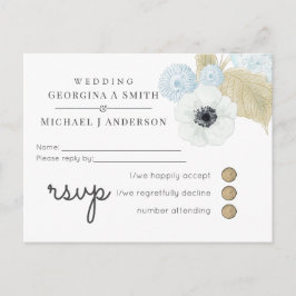 Postal De Invitación Boda del presupuesto de la Marina Blanca Azul Dust