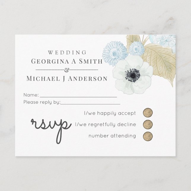 Postal De Invitación Boda del presupuesto de la Marina Blanca Azul Dust (Anverso)