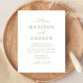 Postal De Invitación Boda Dorada Moderna y Elegante