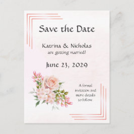 Postal De Invitación Boda elegante de Rosa Peach Save the Date