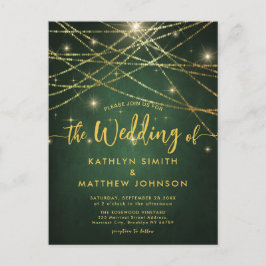 Postal De Invitación Boda elegante Sparkling Gold String Lights