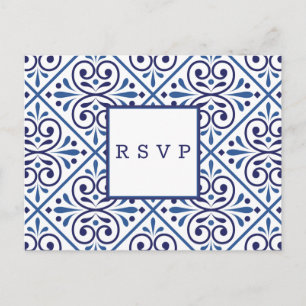 Postal De Invitación Boda española de la armada índigo RSVP COMIDA ELEC