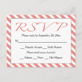 Postal De Invitación Boda/Fiesta de banda rosa y blanca RSVP