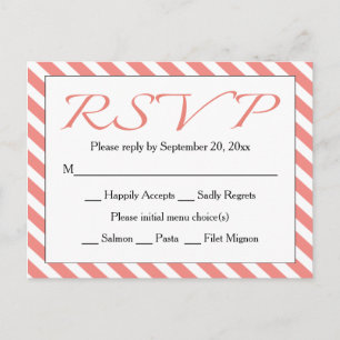 Postal De Invitación Boda/Fiesta de banda rosa y blanca RSVP