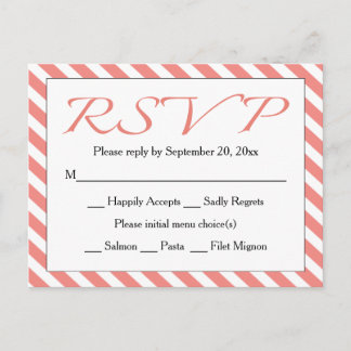 Postal De Invitación Boda/Fiesta de banda rosa y blanca RSVP