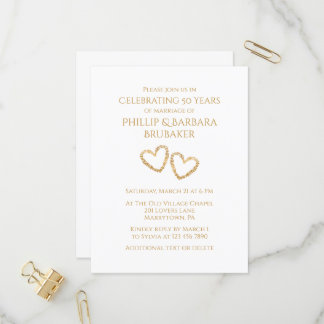 Postal De Invitación Boda Fiesta de Oro 50 aniversario Personalizado de