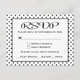 Postal De Invitación Boda/Fiesta de puntos de Polka RSVP en blanco y ne