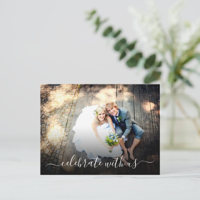 Postal De Invitación Boda Fiesta Elopement celebra con nosotros (Anverso de pie)