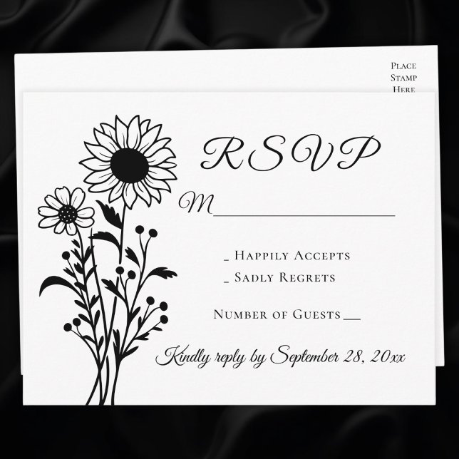Postal De Invitación Boda floral blanca de girasol RSVP (Subido por el creador)