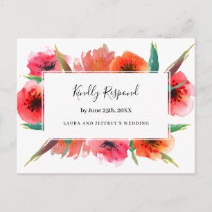 Postal De Invitación Boda Floral de Camionetas Pintadas Rojas RSVP