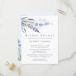 Postal De Invitación Boda floral de color de agua de lavanda romántica