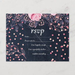 Postal De Invitación BODA Floral de la Marina Rosa Rosada