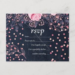 Postal De Invitación BODA Floral de la Marina Rosa Rosada