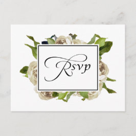 Postal De Invitación Boda Floral de la Rosa Blanca RSVP