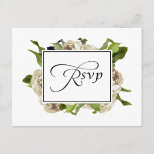 Postal De Invitación Boda Floral de la Rosa Blanca RSVP