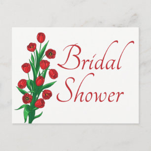Postal De Invitación Boda Floral de Tulipanes Rojos Fiesta Nupcial Flor
