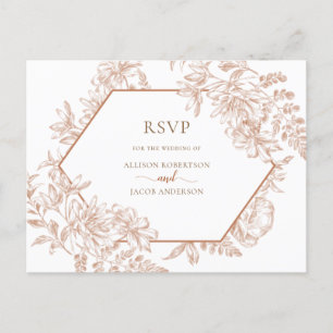 Postal De Invitación Boda floral geométrica de algodón Terra Blanca RSV