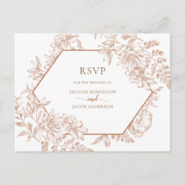 Postal De Invitación Boda floral geométrica de algodón Terra Blanca RSV