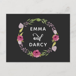 Postal De Invitación Boda floral rosa de color acuático ruso