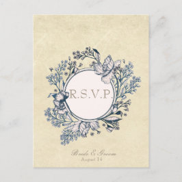 Postal De Invitación Boda floral Rústica de Flor Vintage RSVP