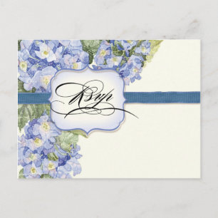 Postal De Invitación Boda formal floral con soporte de hidrangea azul